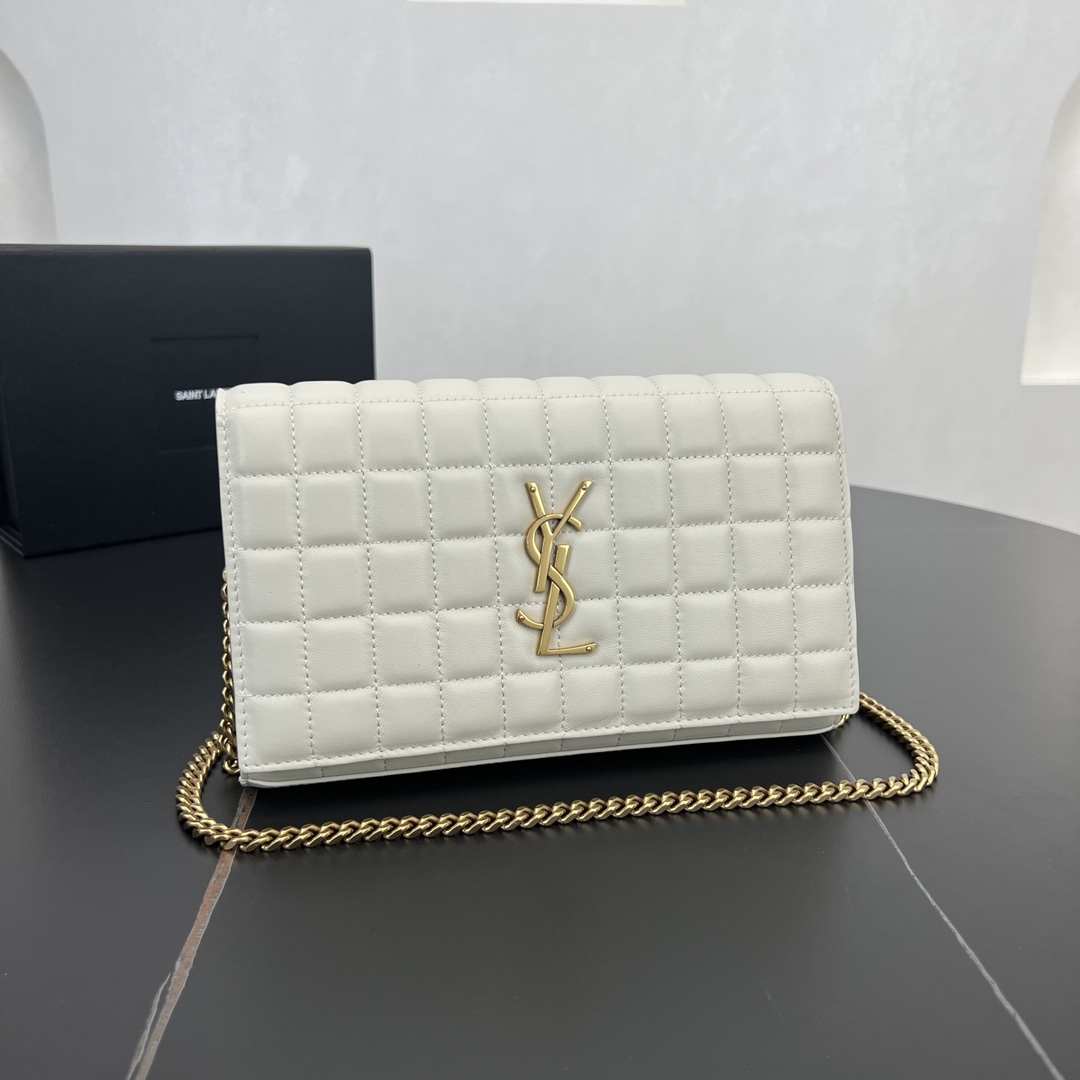 Saint Laurent LE Cassandre Lambskin Shoulder Bag Handbag White 743346